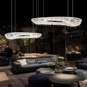 Candelabro de cristal de lujo personalizado para hoteles Nuevo diseño Colgante de forma ovalada Lámpara de luz LED Estilo de Nido de Pájaro - Product Image 1
