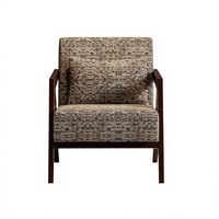 Fauteuil moderne rembourré en tissu avec structure en bois massif, chaise longue individuelle pour salon