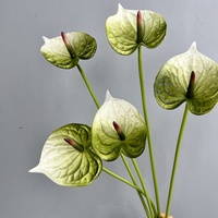 Bunga Anthurium Artificial 3D Print Tangkai Tunggal, Sentuhan Realistis, Premium, untuk Vas Pernikahan, Dekorasi Meja Rumah