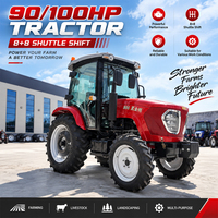 Tracteur agricole 4x4 avec cabine, de qualité supérieure, fabriqué en Chine, 50cv, 60cv, 70cv, 80cv, 90cv, pour l'agriculture et l'entretien des pelouses