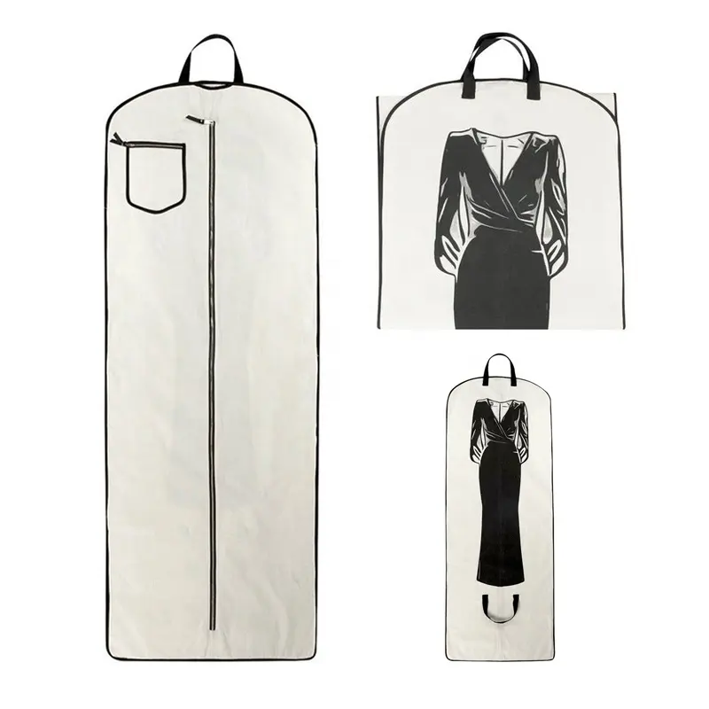 Mergeboon-funda larga de vestido de novia con logotipo personalizado, bolsa de transporte de traje, bolso de ropa con cremallera RPET