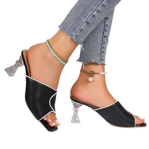 Escarpins à talon aiguille et bout carré en cristal, style européen et américain, nouvelle collection été pour femme, grandes tailles - Product Image 5