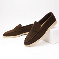 Mocassins pour hommes en daim de vache pleine fleur, style britannique, légers, doublés en microfibre, chaussures décontractées
