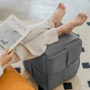Repose-pieds ottoman en velours côtelé carré doux et confortable, tabouret de canapé - Product Image 5