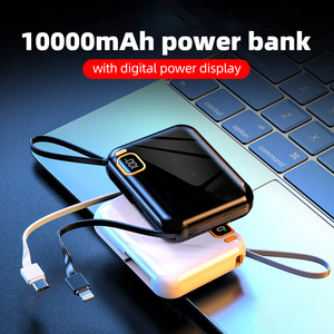 Portable Mini PowerBank Built in <b>Cables</b> Dual 20W PD <b>Type</b>-<b>C</b> Fast <b>Charger</b> for Phone 10000mAh Digital Display - Product Image 1