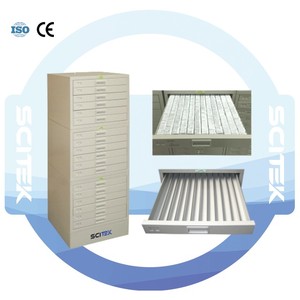 Gabinete de Secado de Portaobjetos SCITEK SDC-203 con Capacidad Absorbente de 4536/9072 Portaobjetos, 18 Cajones, Lámina Laminada en Frío, OEM para Laboratorio - Product Image 2