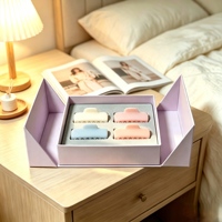 Boîte cadeau rigide magnétique à double porte, rose violacé, personnalisée, pour emballage de pinces à cheveux, papier de luxe