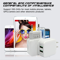 Fabrika satış siyah beyaz mini küp tuğla 5v 2.1a 2 usb güç seyahat adaptörü ac dc duvar şarj cihazı çift şarj portu