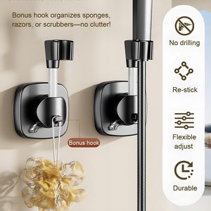 Strong Adhesive <strong>Shower</strong> Head <strong>Holder</strong> 120 Degree Rotatable Plastic Vacuum <strong>Suction</strong> Waterproof No Drill Wall Mount Showerhead Bracket - Product Image 2