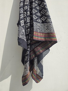 Handmade Wooden Block Print <b>Sarongs</b>, Pareos & Scarves Lightweight Cotton Beachwear for Women, Elegant & Stylish - Product Image 5