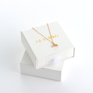 Custom Gold Foil Logo White Sliding Drawer Jewelry <b>Box</b> with Foam Insert and Pouch for Pendant Ring <b>Earrings</b> Necklace - Product Image 4