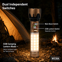 Lampe torche tactique 2100lm, portée 800m, rechargeable, en alliage d'aluminium, double interrupteur, lanterne COB, batterie externe USB C, camping
