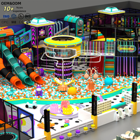 Soluciones de Juego Infantil para Interiores, Espacio Infantil Comercial Personalizado con Temática Espacial, Tobogán Grande, Equipo de Juegos Interior con Trampolín