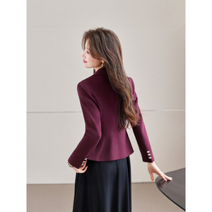Women's Slim Fit Short Blazer Solid Color One Button Elegant Fashion Top S Size - Product Image 4