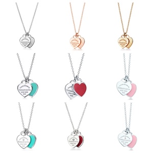 <span class=keywords><strong>Collier</strong></span> classique en chaîne de bambou avec pendentif en pierre naturelle en forme de double cœur, <span class=keywords><strong>collier</strong></span> de mode pour la famille, sortie d'usine - Product Image 1