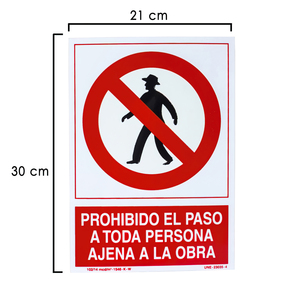 Cartello di proibizione l'ingresso a persone non autorizzate, opera d'arte 21 x 30 (H) cm. - Product Image 1