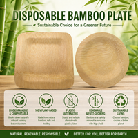 Assiettes rondes en bambou jetables, compostables, sans BPA, écologiques, ensemble d'assiettes pour le dîner, pour le camping, les hôtels, les restaurants, les buffets, les pique-niques