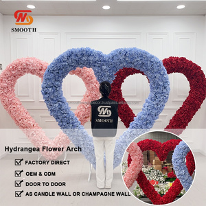 SMOOTH <b>Artificial</b> Pink <b>Hydrangea</b> Heart Shape Floral Arch Silk Flowers Wedding Party Events Decoration - Product Image 2