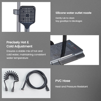 SANIVITAL OEM Système de douche de luxe en aluminium spatial gris anthracite avec clavier piano en verre, affichage numérique LED et mitigeur de douche à effet pluie