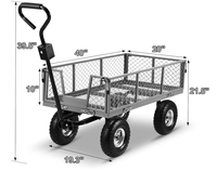 Chariot utilitaire pliable pour l'agriculture Chariot à benne basculante avec côtés amovibles Chariot de jardin en maille
