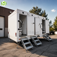 Toilettes portables de luxe Goeasy entièrement personnalisées, remorque de toilettes mobiles à 3 postes, toilettes pour hommes et femmes