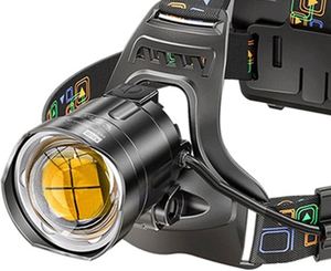 Potente Linterna Frontal LED P100, IP55 Resistente al Agua, Recargable por USB, Haz Ajustable, Luz de Seguridad para Exteriores - Product Image 4