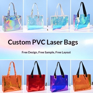 Custom Printed <b>Transparent</b> Shopping <b>Bag</b> Large Capacity Waterproof PVC Tote <b>Bag</b> With Handles - Product Image 2