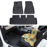 Pour Tesla Model 3 2017 à 2023, pièces intérieures de voiture, tapis de sol pour voiture à conduite à droite, ensemble de tapis en velours nylon avec clips, 6 pièces