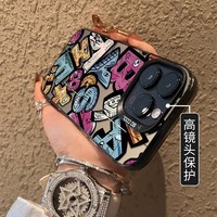 Coque de téléphone portable en TPU et PC avec impression de lettres anglaises style graffiti, argent électroplaqué, pour iPhone Xs 11 12 13 14 15 16 17 18 Pro Max