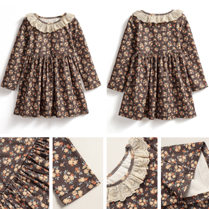 Robe Fille Imprimé Fleuri Manches Longues Polaire Douce Noël Hiver Maternelle Élégante Couleurs Assorties - Product Image 5