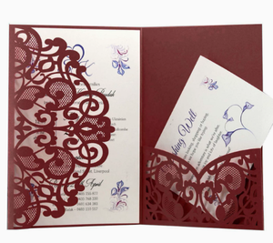 Tarjetas de Invitación con Borde de Encaje Cortado con Láser Estilo Europeo DAMAI, Color Azul Marino, para Bodas, Negocios y Fiestas - Product Image 2