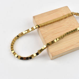 2/3/4Mm Batu Alam Hematite Manik-manik Berlapis Emas Cube Square Bentuk Beads untuk Perhiasan Membuat Diy Gelang Retensi Warna 15Inch - Product Image 6