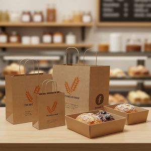 Sacs de vente au détail en papier kraft écologiques et durables avec impression offset personnalisable et poignées torsadées pour la vente à emporter et le shopping - Product Image 2