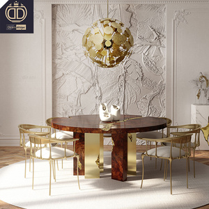 Búa đồng gỗ đen và vàng đắt tiền Bàn Ăn Tròn nghệ nhân độc quyền bàn ăn <span class=keywords><strong>bespoke</strong></span> - Product Image 3