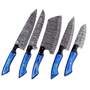 Damascus Steel <b>Knife</b> <b>Set</b> 5-Piece Wood Handle Handmade <b>Sharp</b> Chef <b>Knives</b> Ambidextrous Polished Blade 67 Layers - Product Image 4