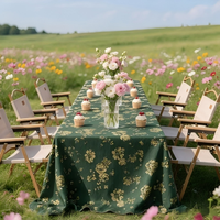 Nappe de table classique rétro à motifs floraux, nappe rectangulaire en tissu jacquard pour décoration de table de jardin, banquet, mariage, festival en plein air