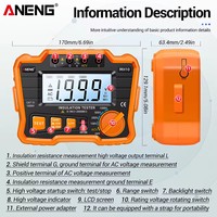 Mégohmmètre numérique Aneng MH10 100/250/500/1000V Testeur de résistance d'isolement et de terre