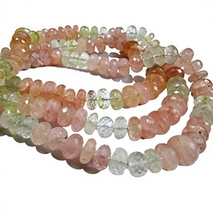 Cuentas de Morganita y Aguamarina Naturales, Facetadas en Forma de Rondelle, de 10mm a 12mm, Hilo de 7 Pulgadas de Largo - Product Image 1