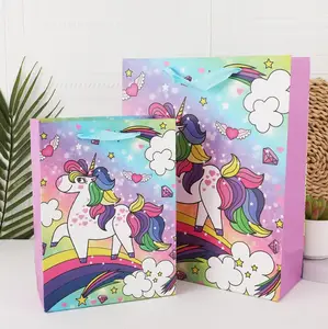Top sale fashion Trending gift packaging paper bags with High Market Potential Pink Unicorn gift bags for kids party gift