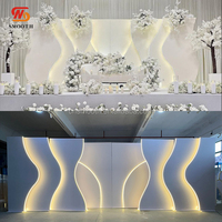 Panel de Luz LED de Fondo con Forma de Ola de Lujo SMS, Panel de Pared con Luz LED Curva Blanca de Neón para Decoración de Escenarios de Bodas y Eventos