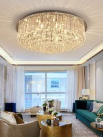 Iralan — lustre led circulaire en cristal, design moderne luxueux, montage en surface, disponible en gris argent, luminaire décoratif de plafond, idéal pour un salon