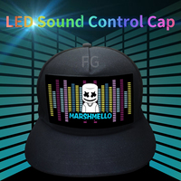Casquette LED à égaliseur, activée par le son, éclairage musical pour fête, vente chaude