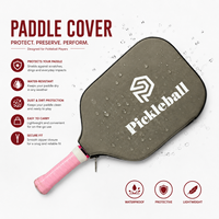 Housse de raquette de pickleball en cuir microfibre avec bandoulière, poche extérieure, nom d'équipe personnalisé imprimé