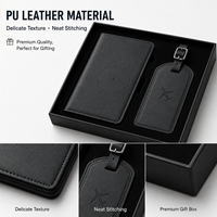 Ensemble de porte-passeport et étiquette de bagage intelligentes personnalisées, cadeau de voyage d'affaires, en cuir PU, compatible avec Apple Find My et Google Find Hub