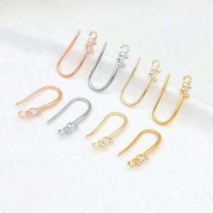 U-Shaped Ear <b>Hooks</b> With Zircon 18k Gold Plated Copper DIY Jewelry Accessories For <b>Earrings</b> Making - Product Image 4