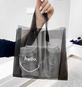 Custom Packaging Carry Shopping Bags Bag Transparent Plastic Shopping Tote Bag With Logo