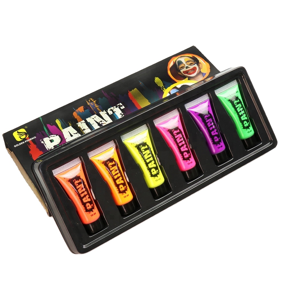 UV de luz negra cara y cuerpo de pintura 0,34 oz-Conjunto de 6 tubos de neón pintura fluorescente