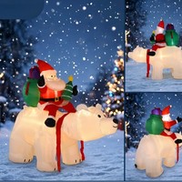 Décoration de Noël gonflable de 2,1 mètres en forme d'ours polaire à chevaucher, éclairée par LED, en polyester, pour extérieur, Chine