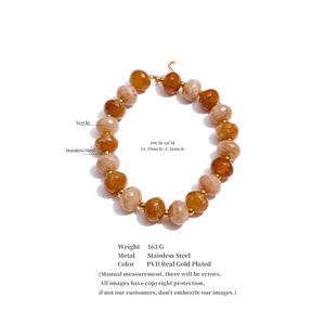 ג 'ינו 5105 סיטונאי שני צבע ענבר צבעוני חרוזים אקריליים שרשרת חרוזים מצופה זהב נירוסטה - Product Image 6