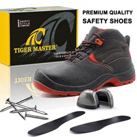 Chaussures de sécurité industrielles en cuir pour hommes Tiger Master, bottes de travail, embout en acier, anti-perforation, résistantes aux acides et aux huiles, semelle antidérapante en PU